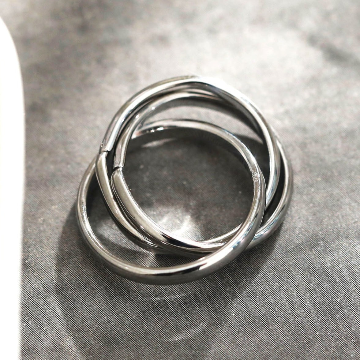 ESTELLA: Triple Banded Interconnected Stack Ring in Silver