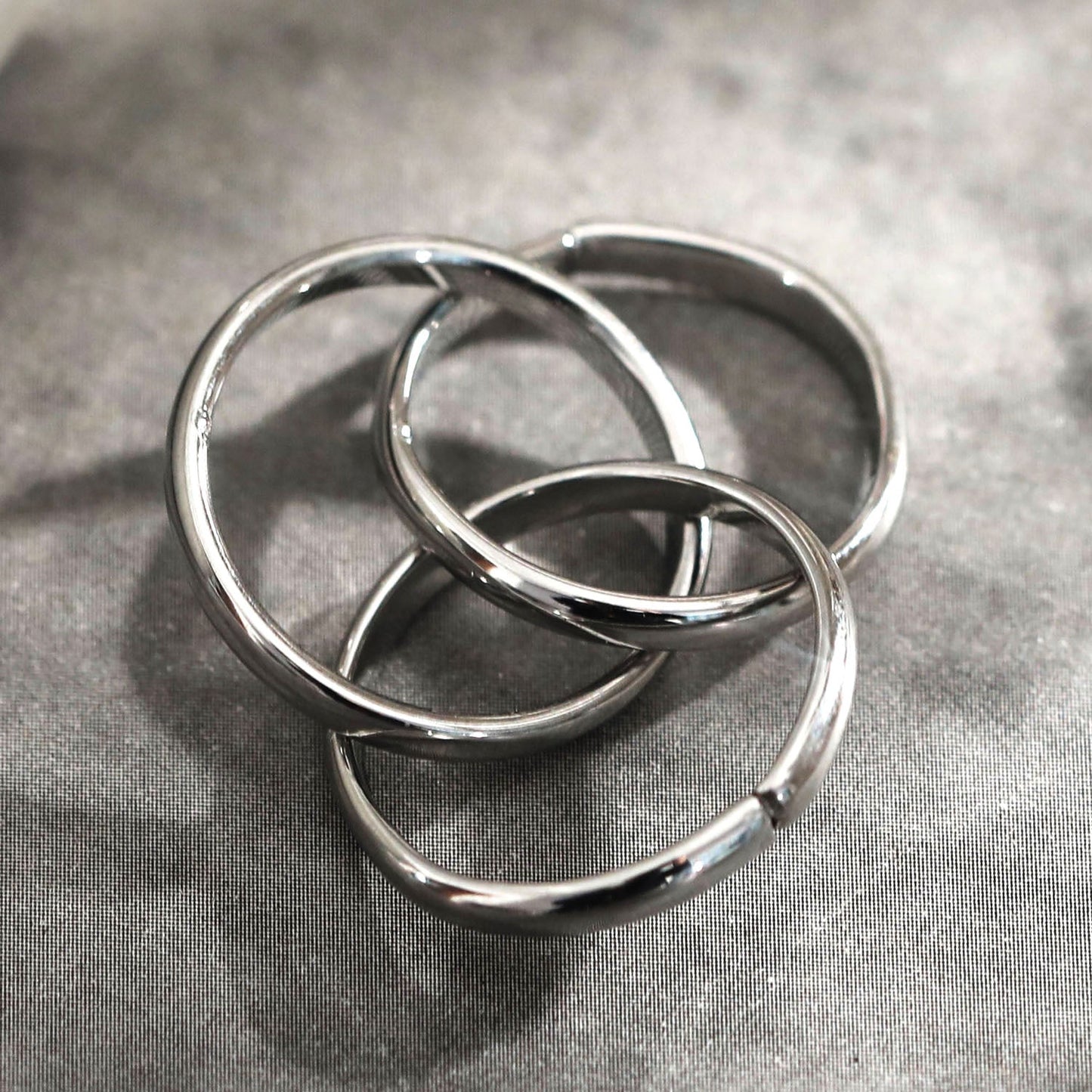 ESTELLA: Triple Banded Interconnected Stack Ring in Silver