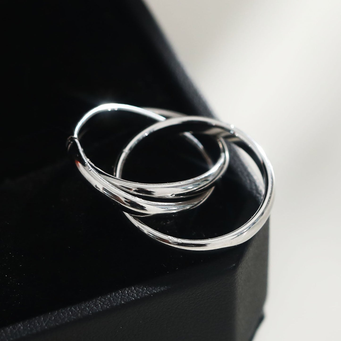ESTELLA: Triple Banded Interconnected Stack Ring in Silver