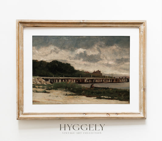 Vintage Moody Seaside Landscape Art Print L0130