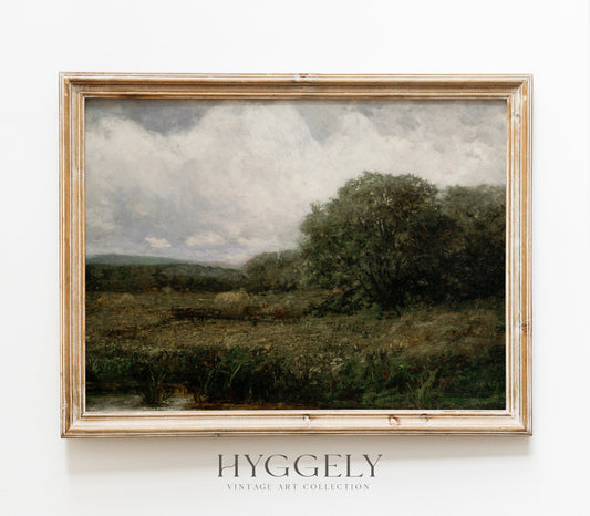 Vintage Moody Green Landscape Art Print L0131