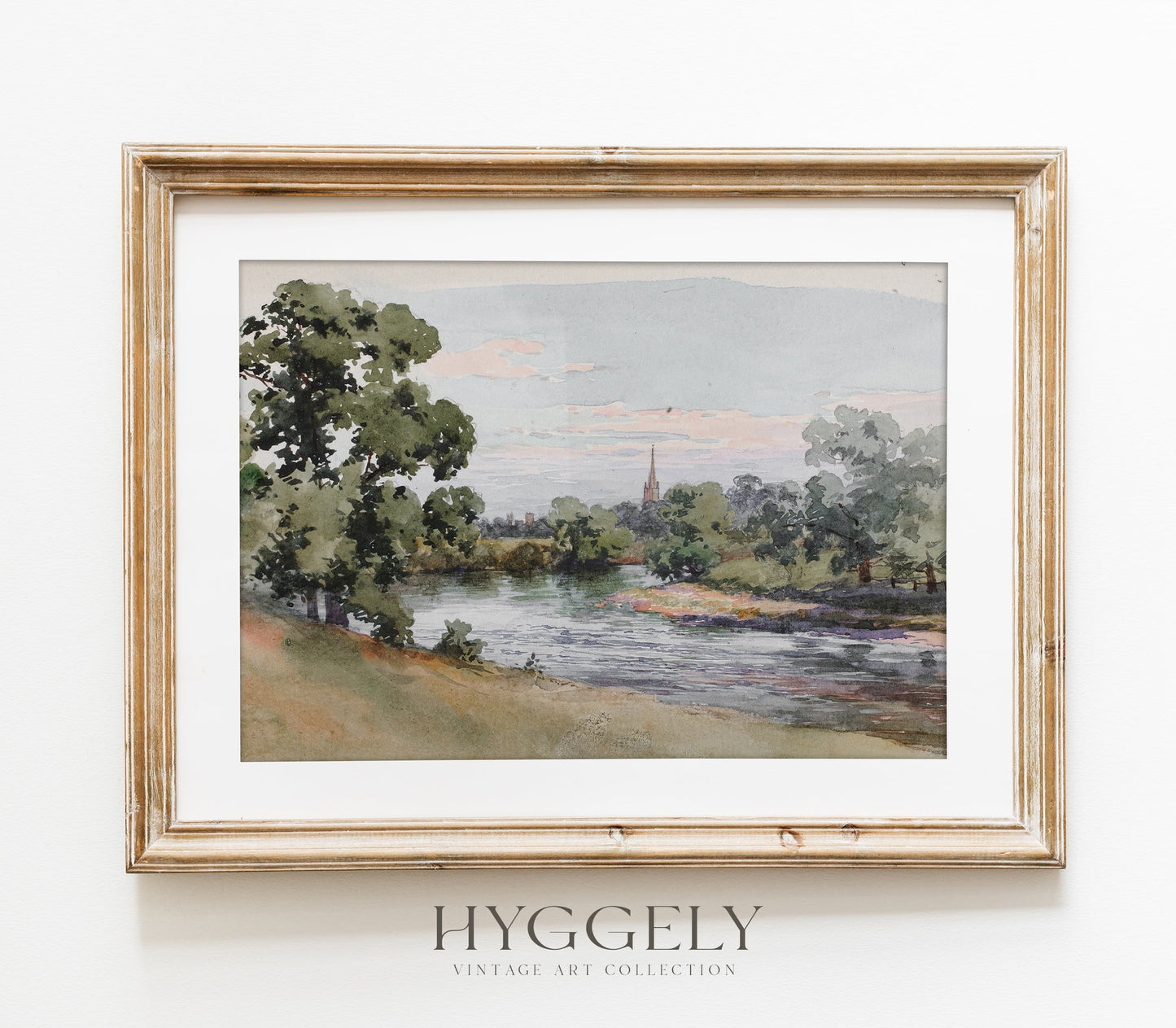 Vintage Riverside Landscape Art Print L0128
