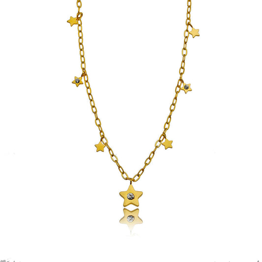 EVELYN Mini Stars & Zirconia Embeded Pendant Necklace