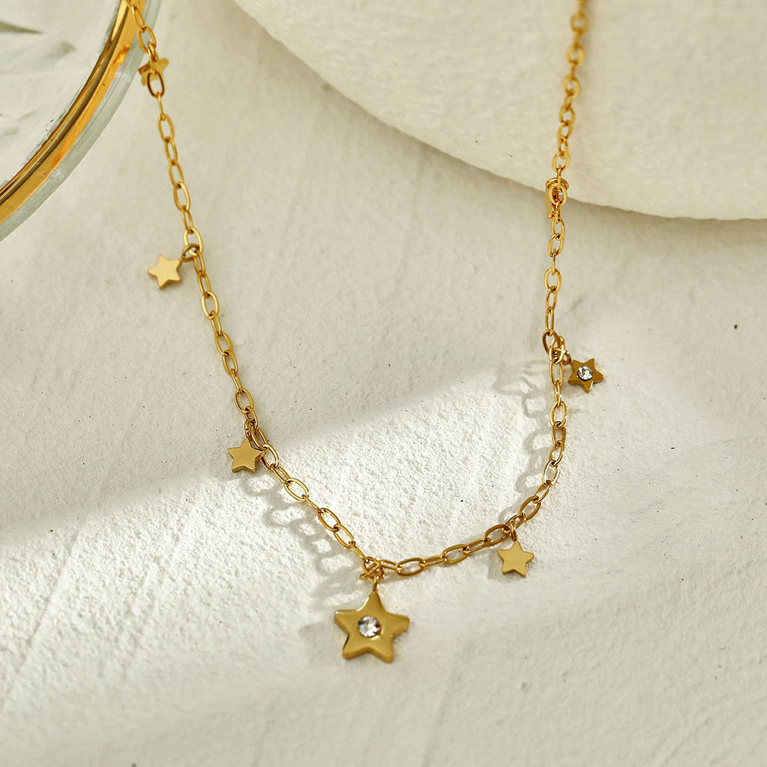 EVELYN Mini Stars & Zirconia Embeded Pendant Necklace