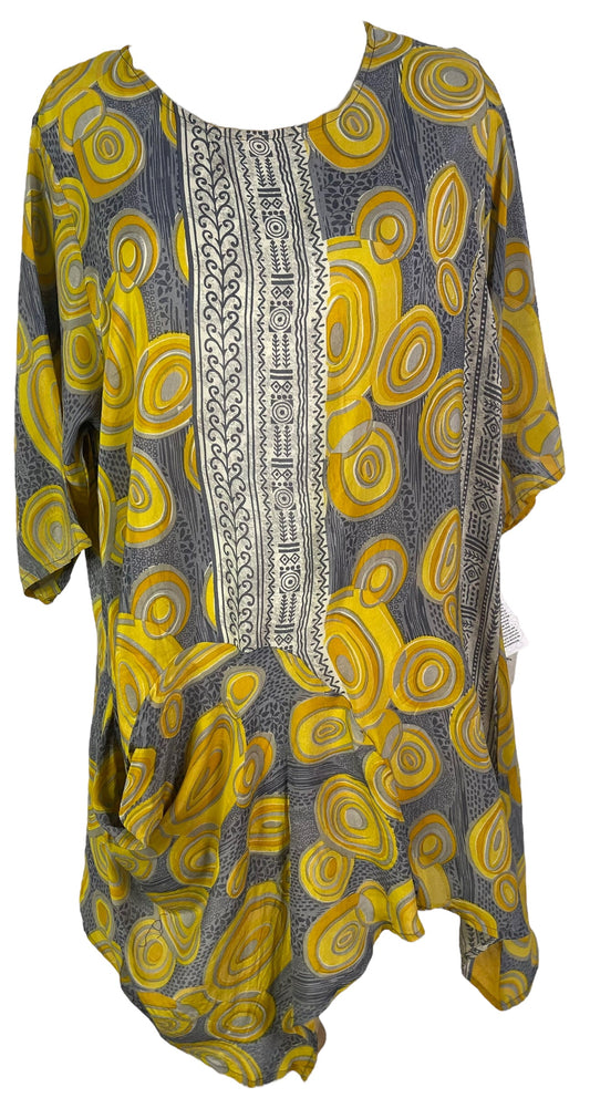 PRC6556 Avatar Pure Silk Self Pocket Tunic Dress