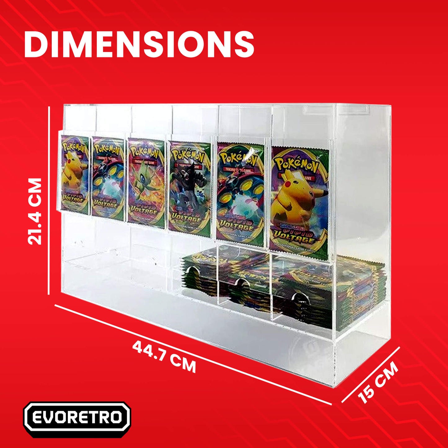 EVORETRO Acrylic Display Stand for Booster  DispenserPacks – Retail Counter Unit with Top Shelf