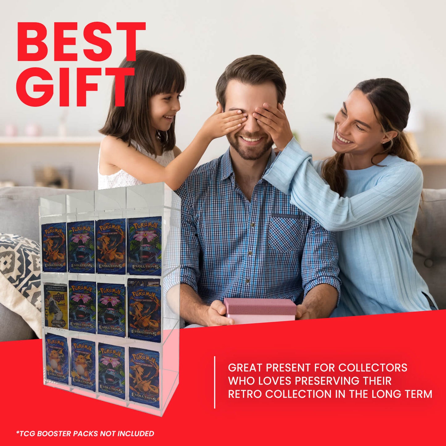 EVORETRO Acrylic Display Stand for Booster  DispenserPacks – Retail Counter Unit with Top Shelf