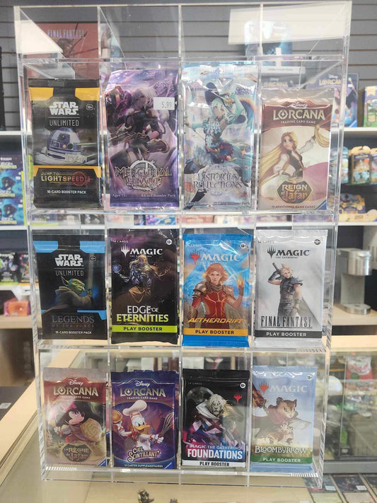 EVORETRO Acrylic Display Stand for Booster  DispenserPacks – Retail Counter Unit with Top Shelf