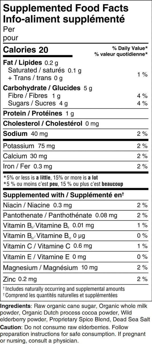 6 pack Spicy Elderberry Hot Chocolate: Red Label 55 grams