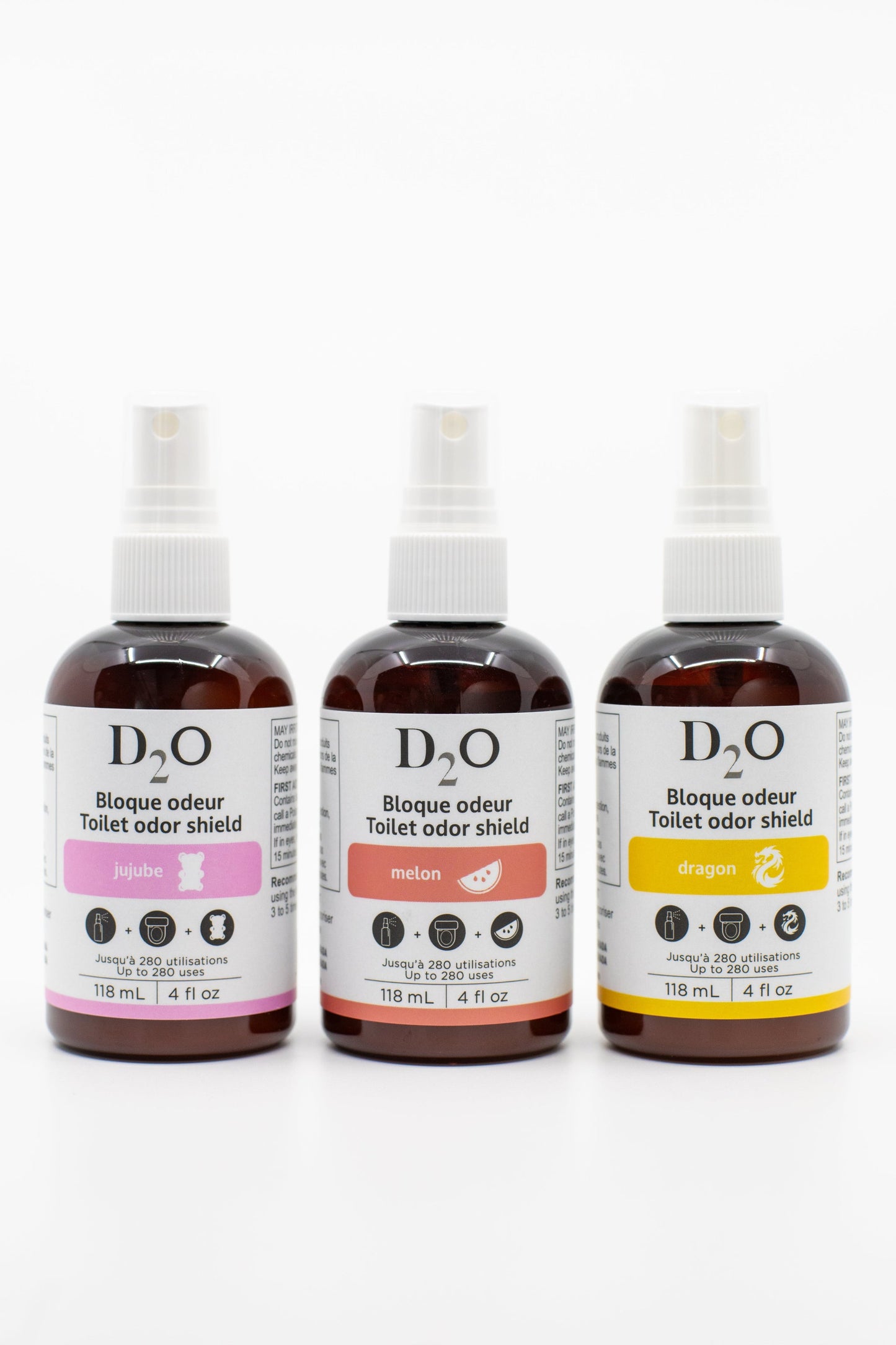 Ensemble de 3 Bloque-Odeurs Melon, Jujube et Dragon – Formats 118ml