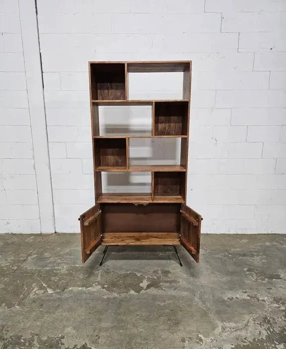 Étagère Mid-Century en bois d'Acacia avec 2 portes