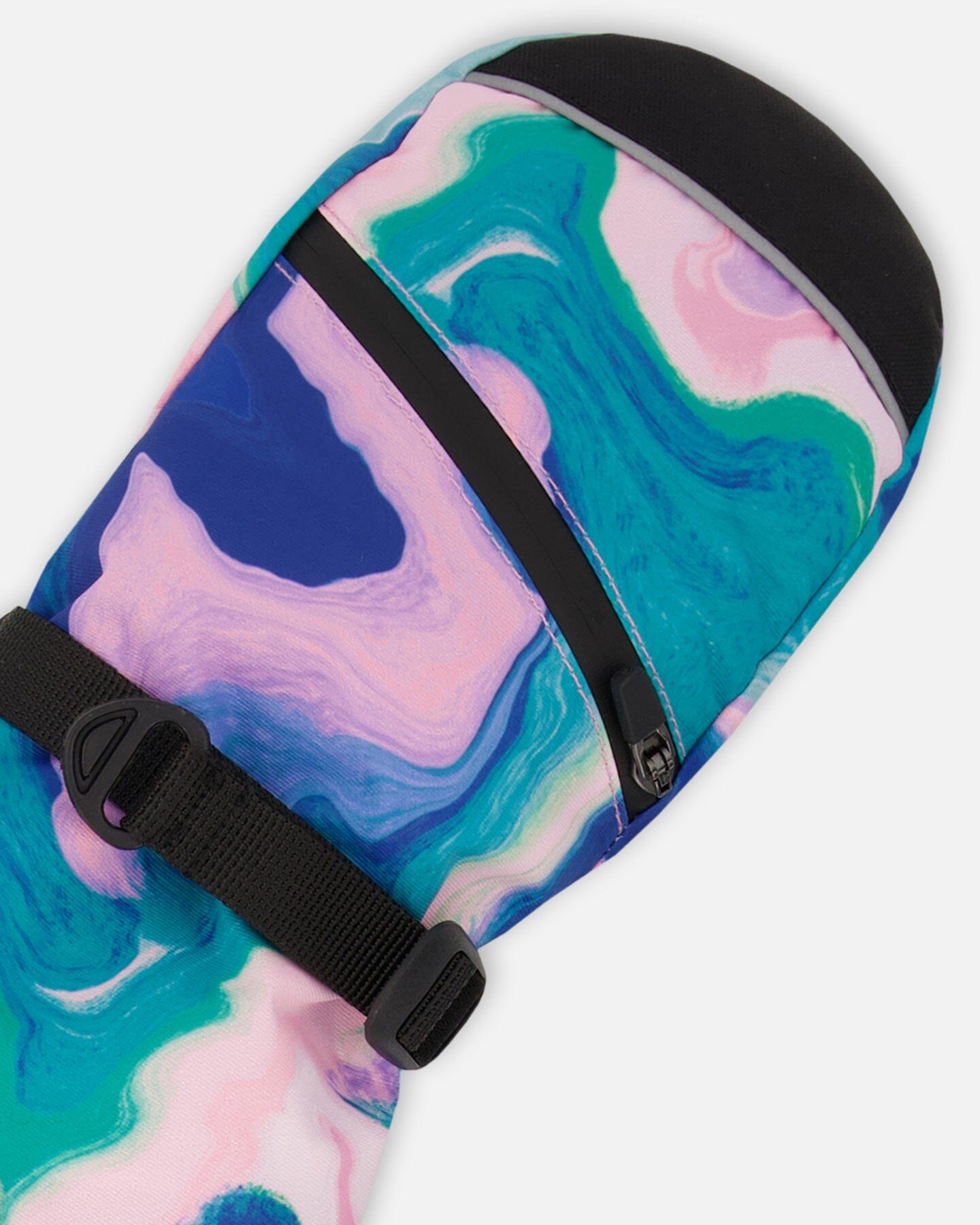 Mittens With String In Marbled Print