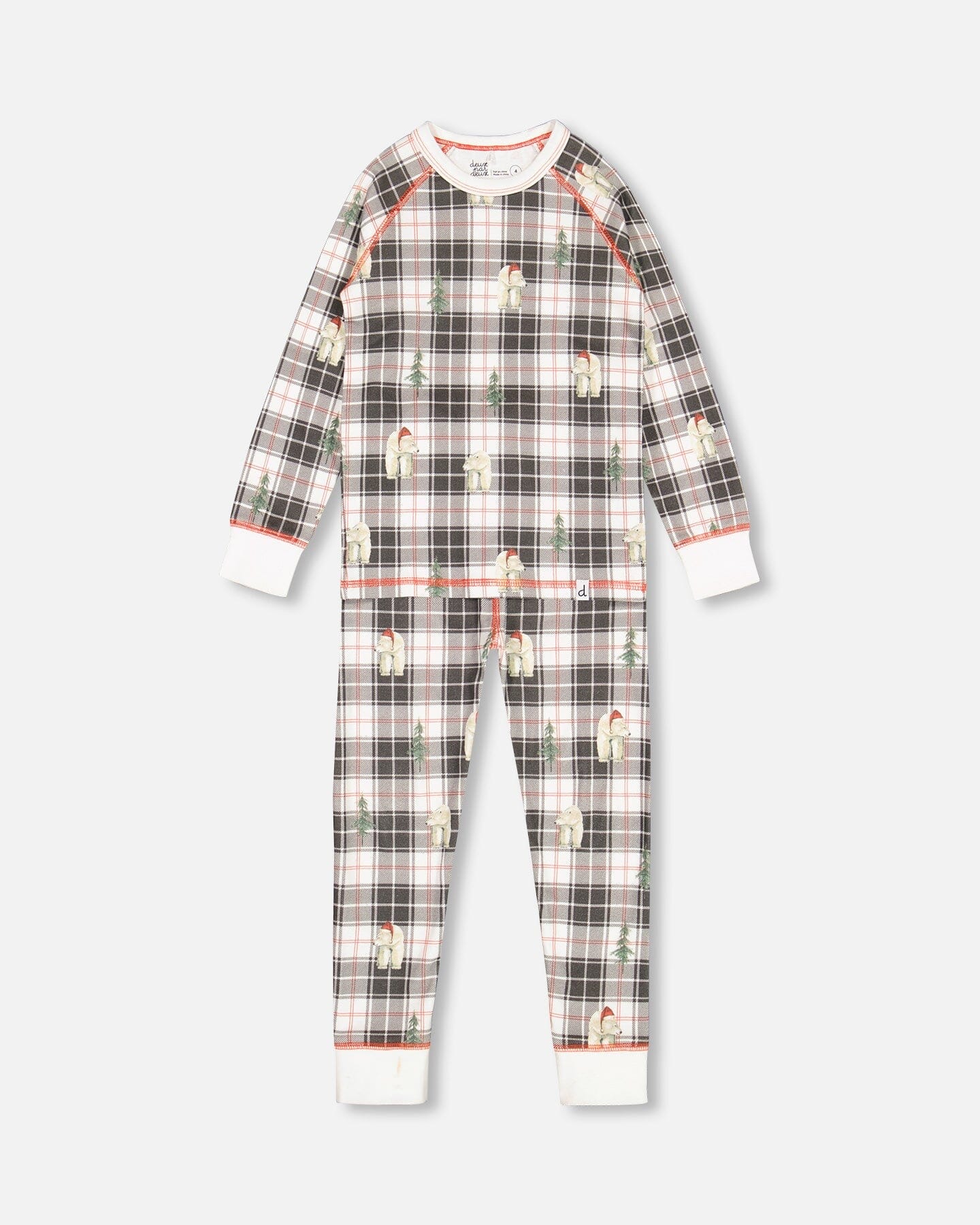 Organic Cotton Kids Christmas Family Two Piece Printed Polar Bear Pajama Set