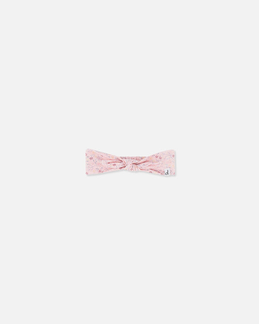 Organic Cotton Headband Printed Pink Small Flower
