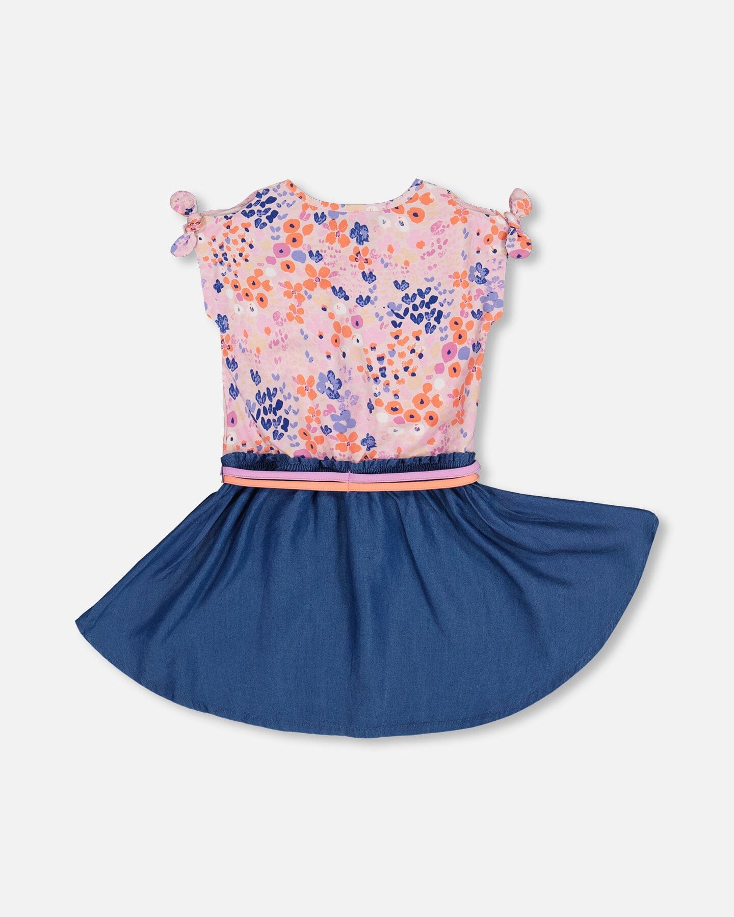 Printed And Chambray Bi-Material Dress Lavender