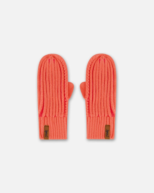 Knit Mittens Coral