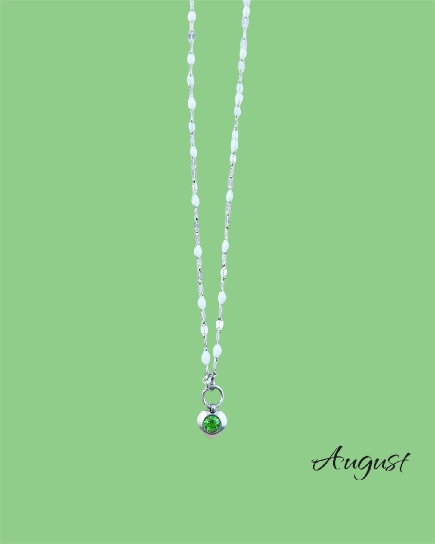 Heart Stone Necklaces in silver - various birthstone colours