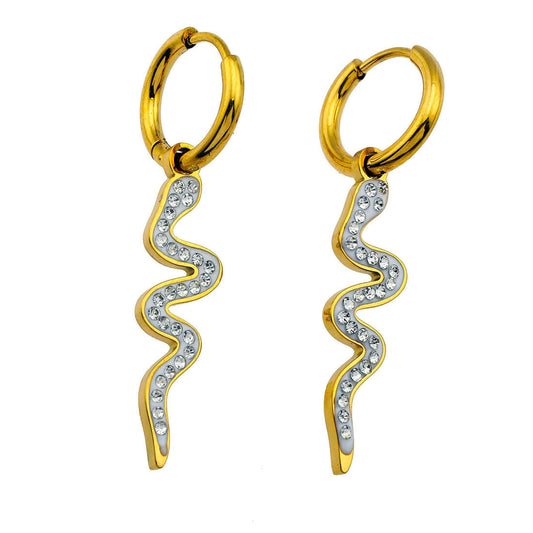 FANG: Zirconia Embedded Serpent Drop Earrings