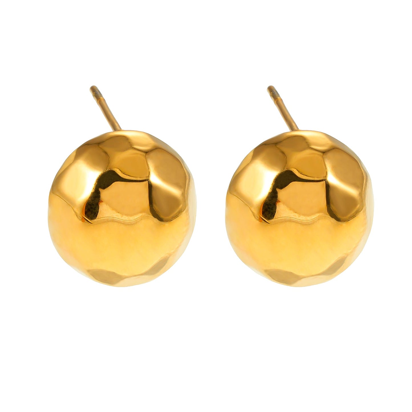 FELTHAM Gold: Contemporary Hammered Look Stud Earrings