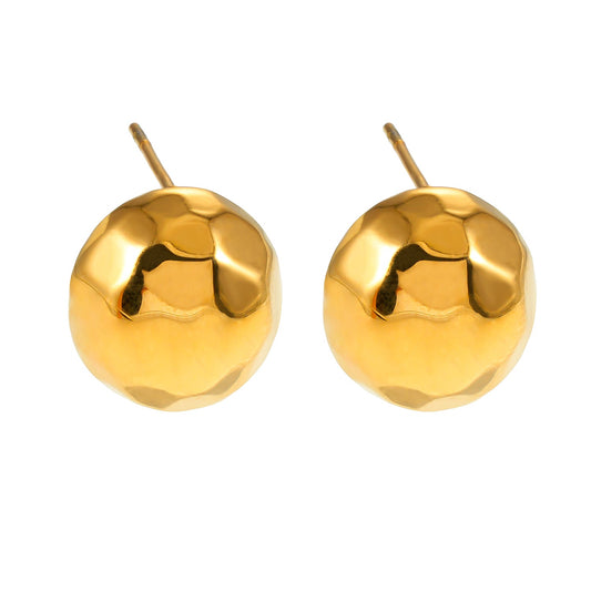 FELTHAM Gold: Contemporary Hammered Look Stud Earrings