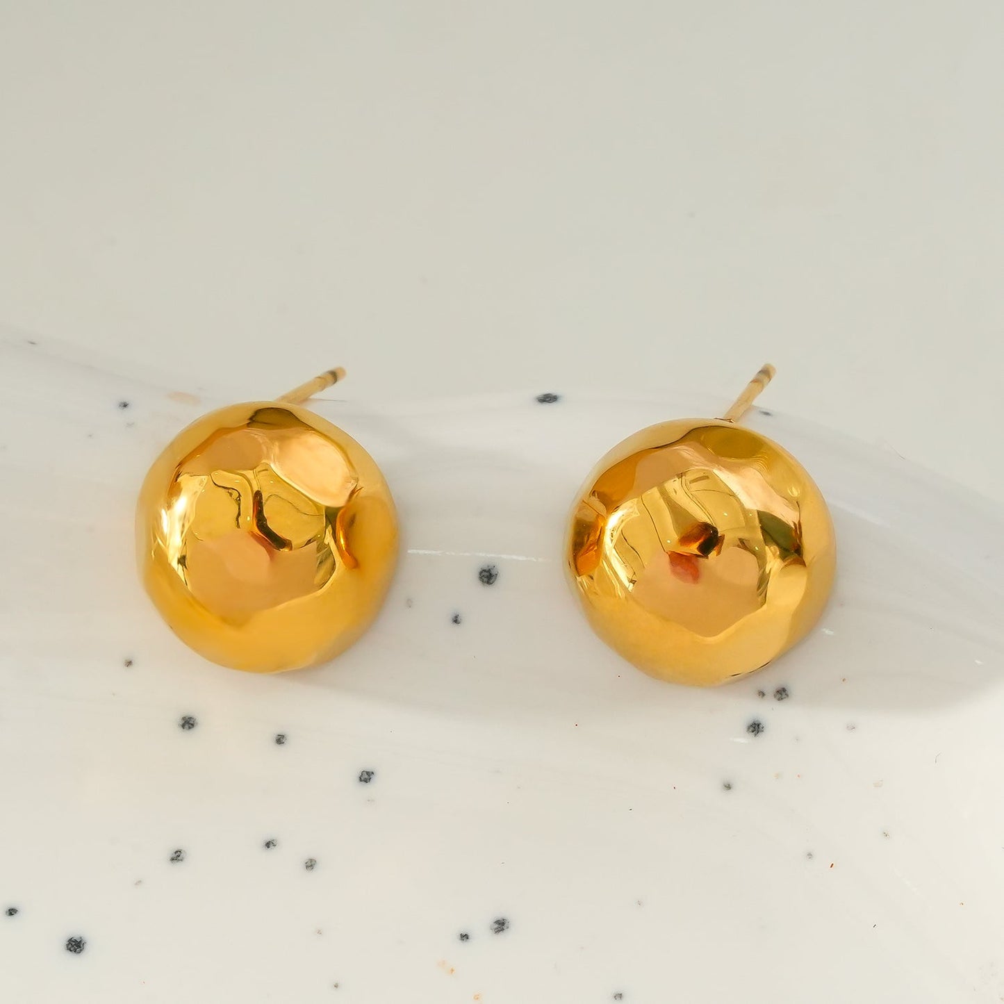 FELTHAM Gold: Contemporary Hammered Look Stud Earrings