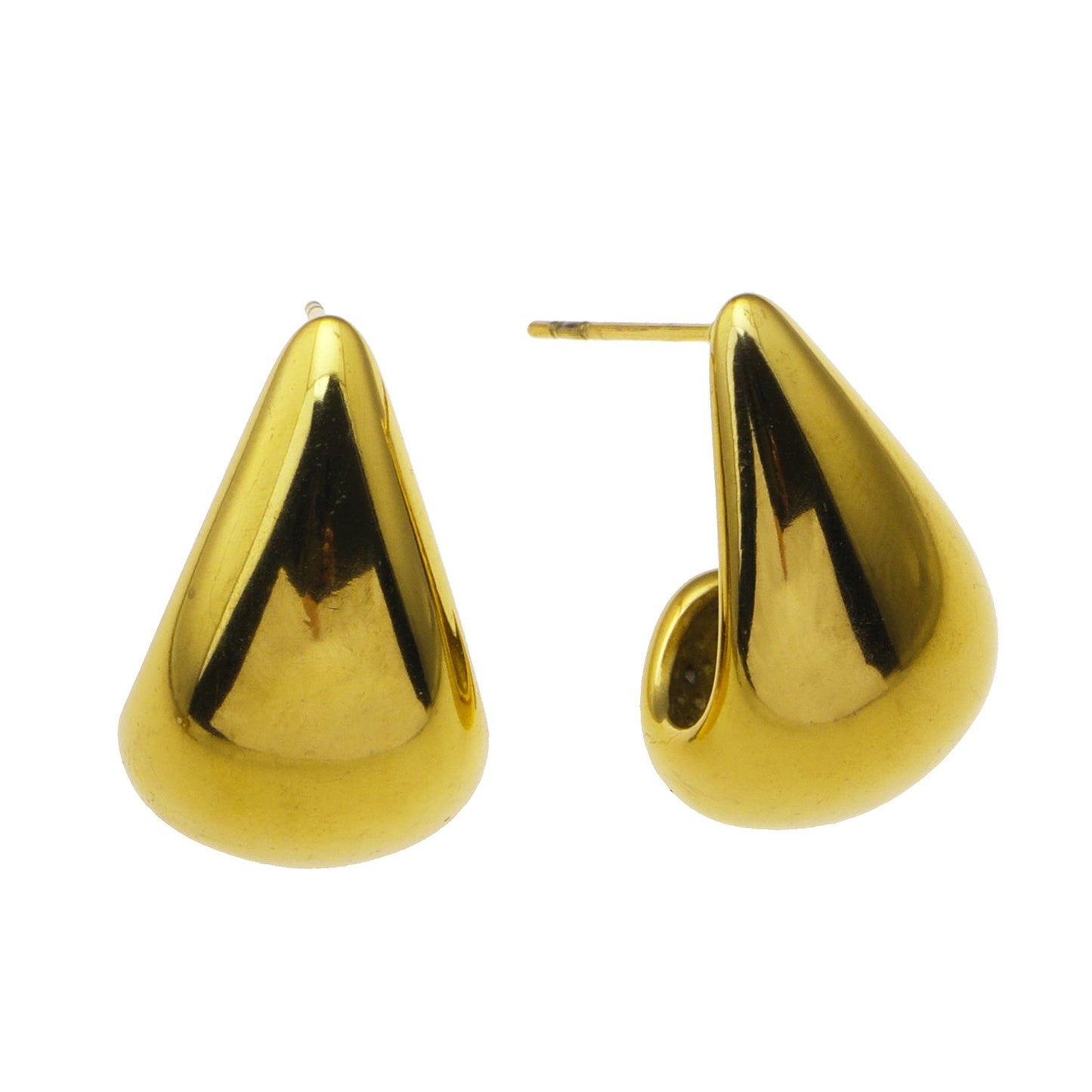 FORIA Gold: Chunky Look Light Weight Tear Drop Stud Earrings - Statement of Confidence