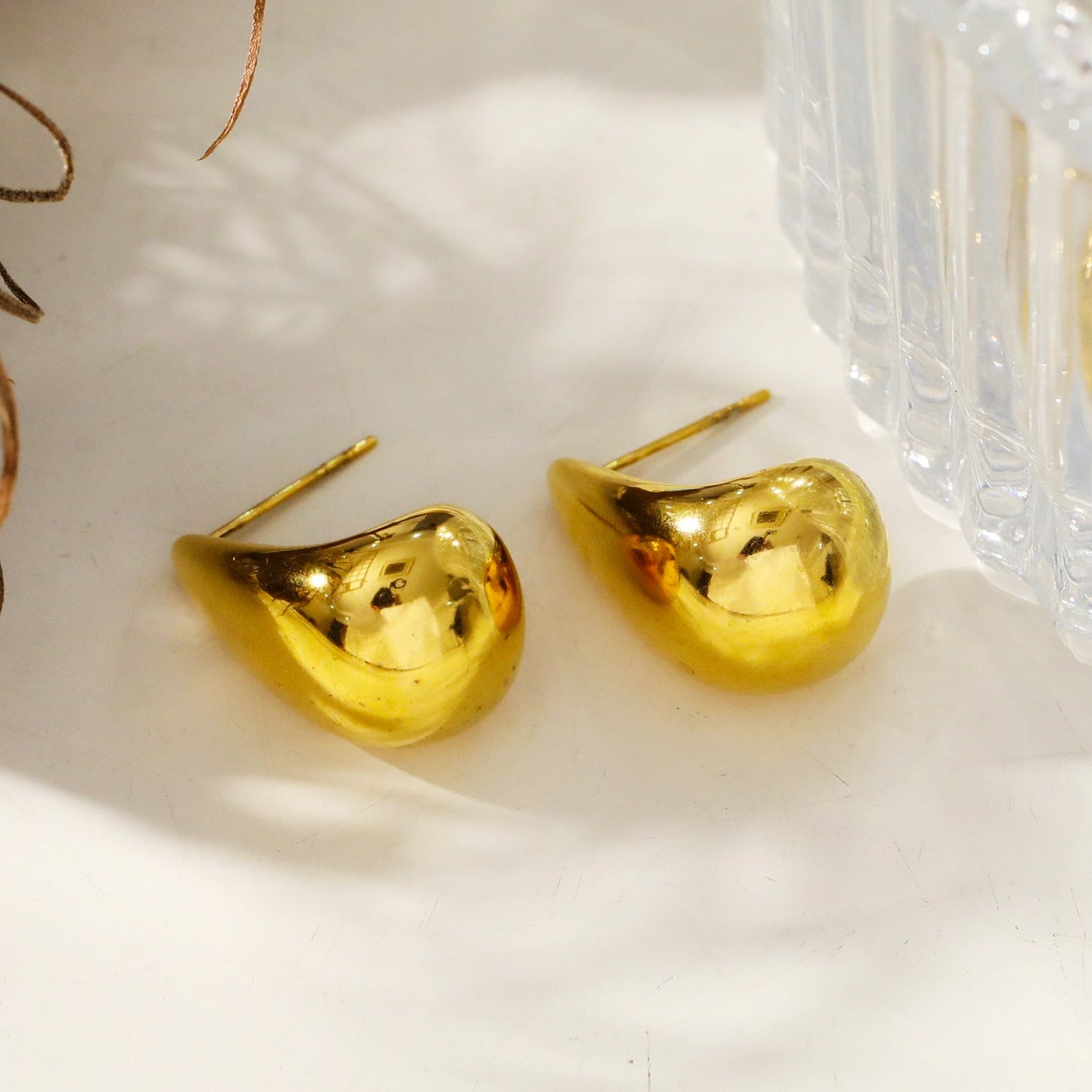 FORIA Gold: Chunky Look Light Weight Tear Drop Stud Earrings - Statement of Confidence