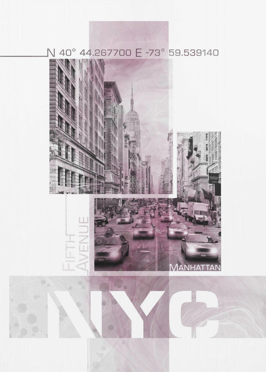 Wall art Poster Art NYC Fifth Avenue Traffic | pink marble