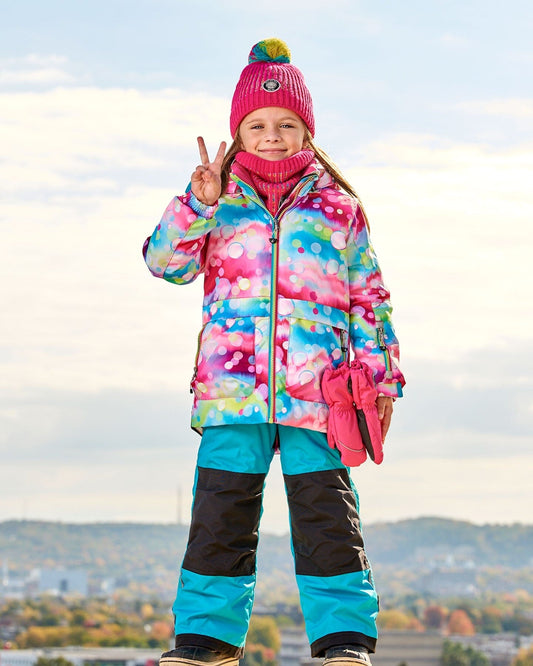 Two Piece Snowsuit Printed Bubbles And Turquoise