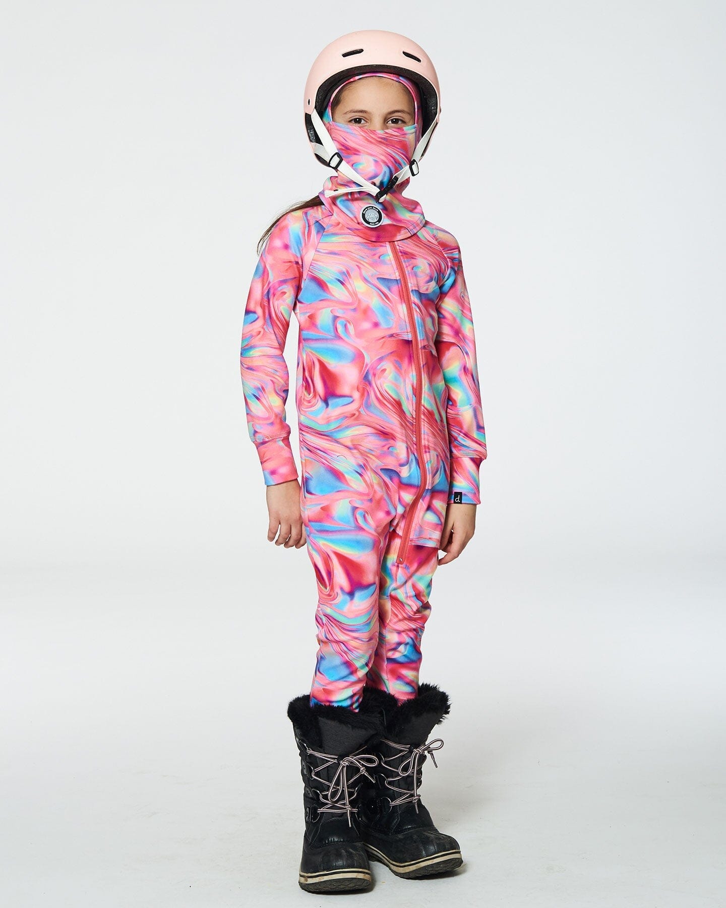 One Piece Thermal Underwear Printed Pink Marble