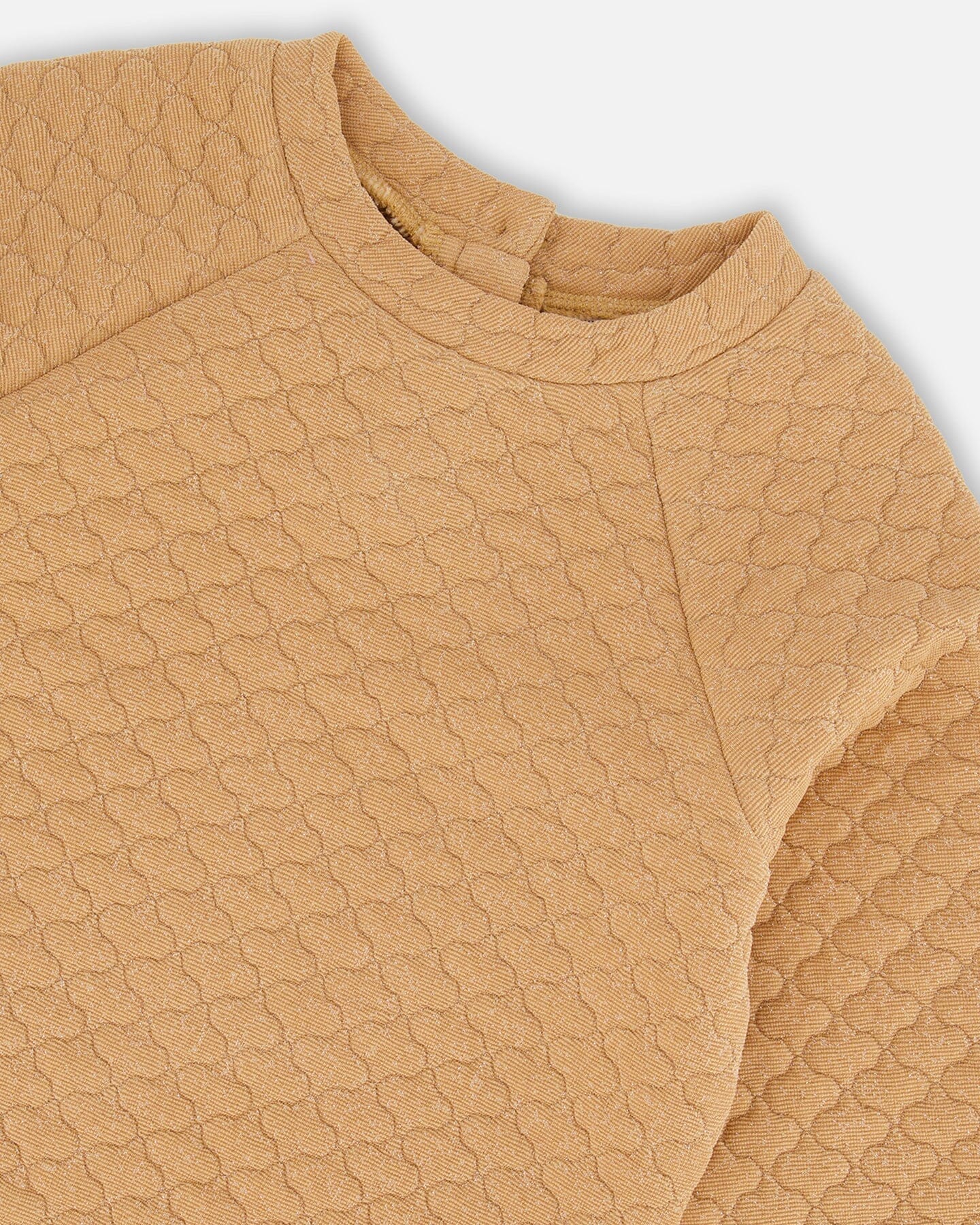 Long Sleeve Shiny Quilted Dress With Pocket Golden Brown