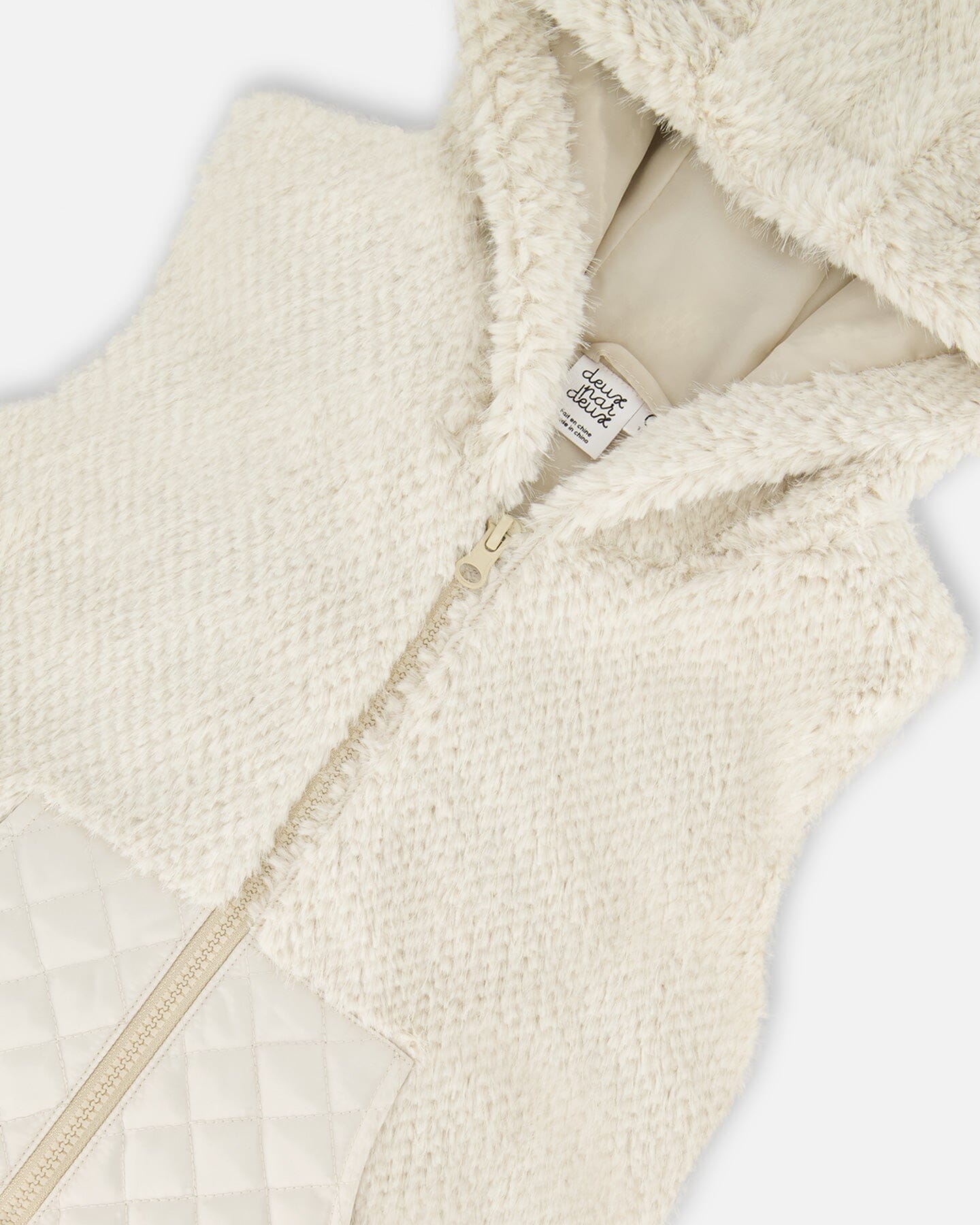 Hooded Vest With Pocket Beige