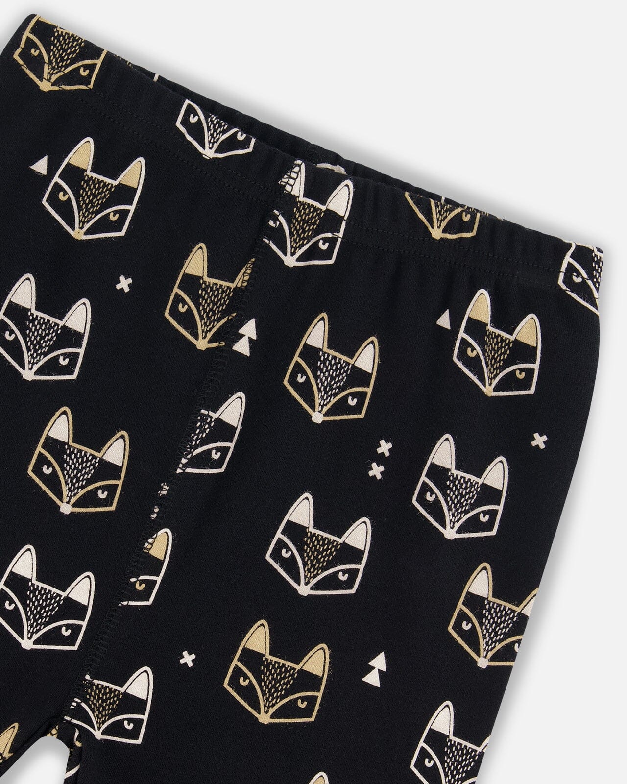 Organic Cotton Two Piece Pajama Set Black Printed Fox