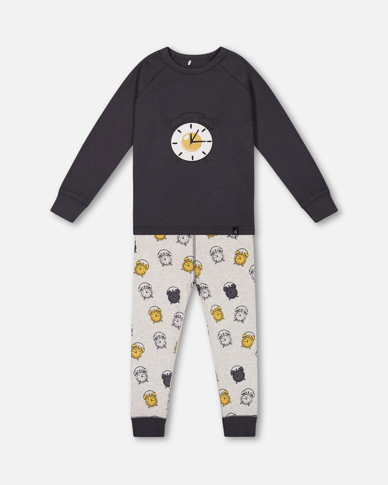 Organic Cotton Two Piece Pajama Set Gray Printed Egg-O-Clock