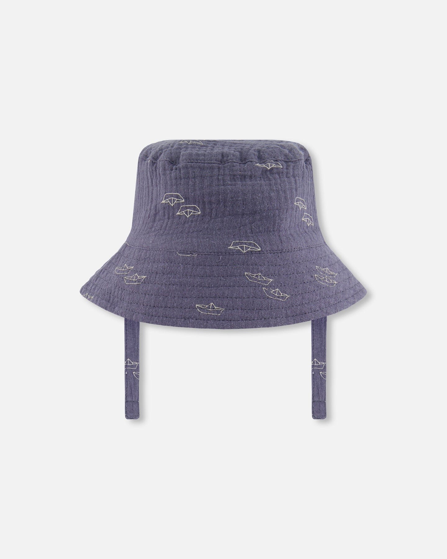 Printed Muslin Bucket Hat Navy Blue Paper Boats