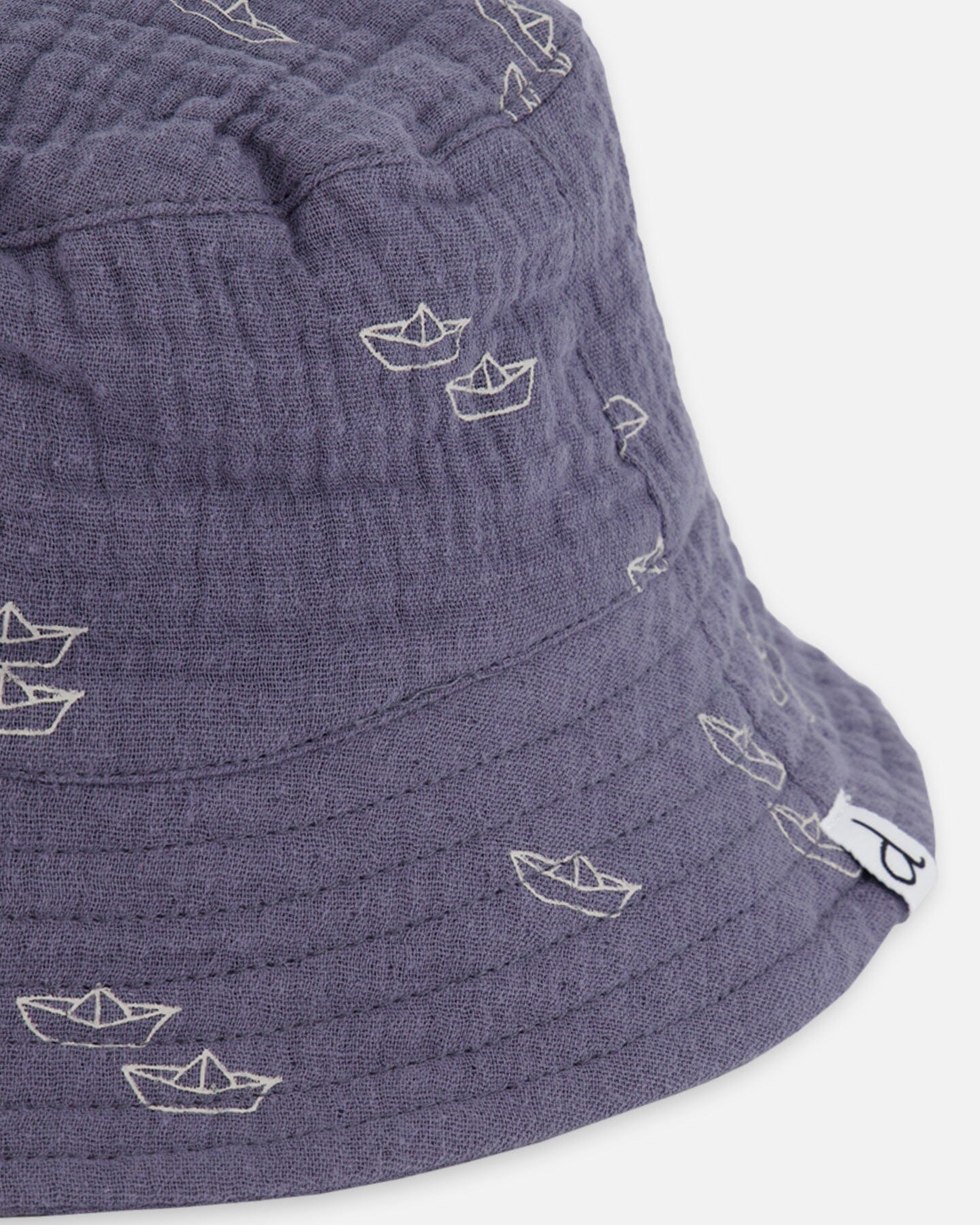 Printed Muslin Bucket Hat Navy Blue Paper Boats