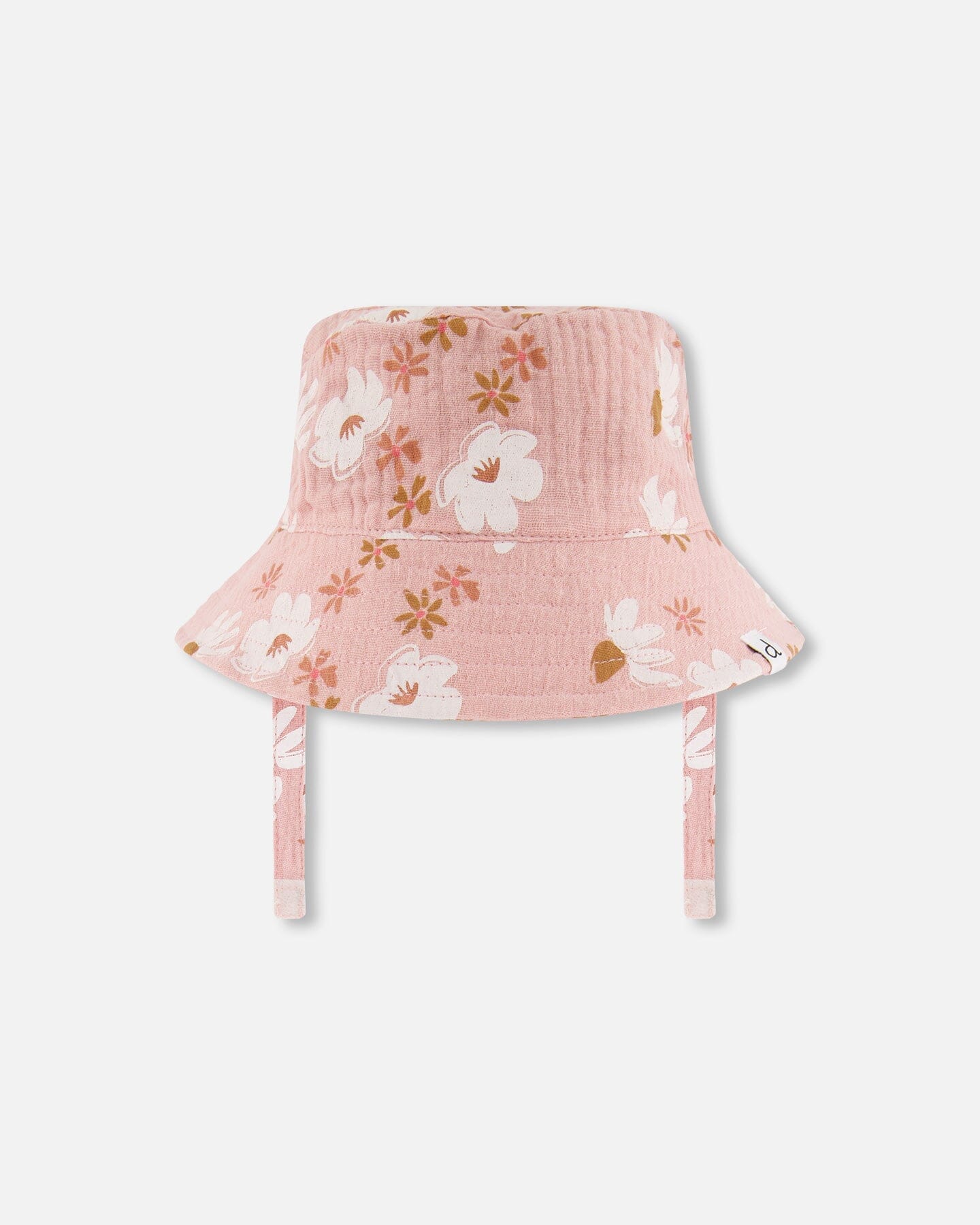 Printed Muslin Bucket Hat Pink And White Flowers