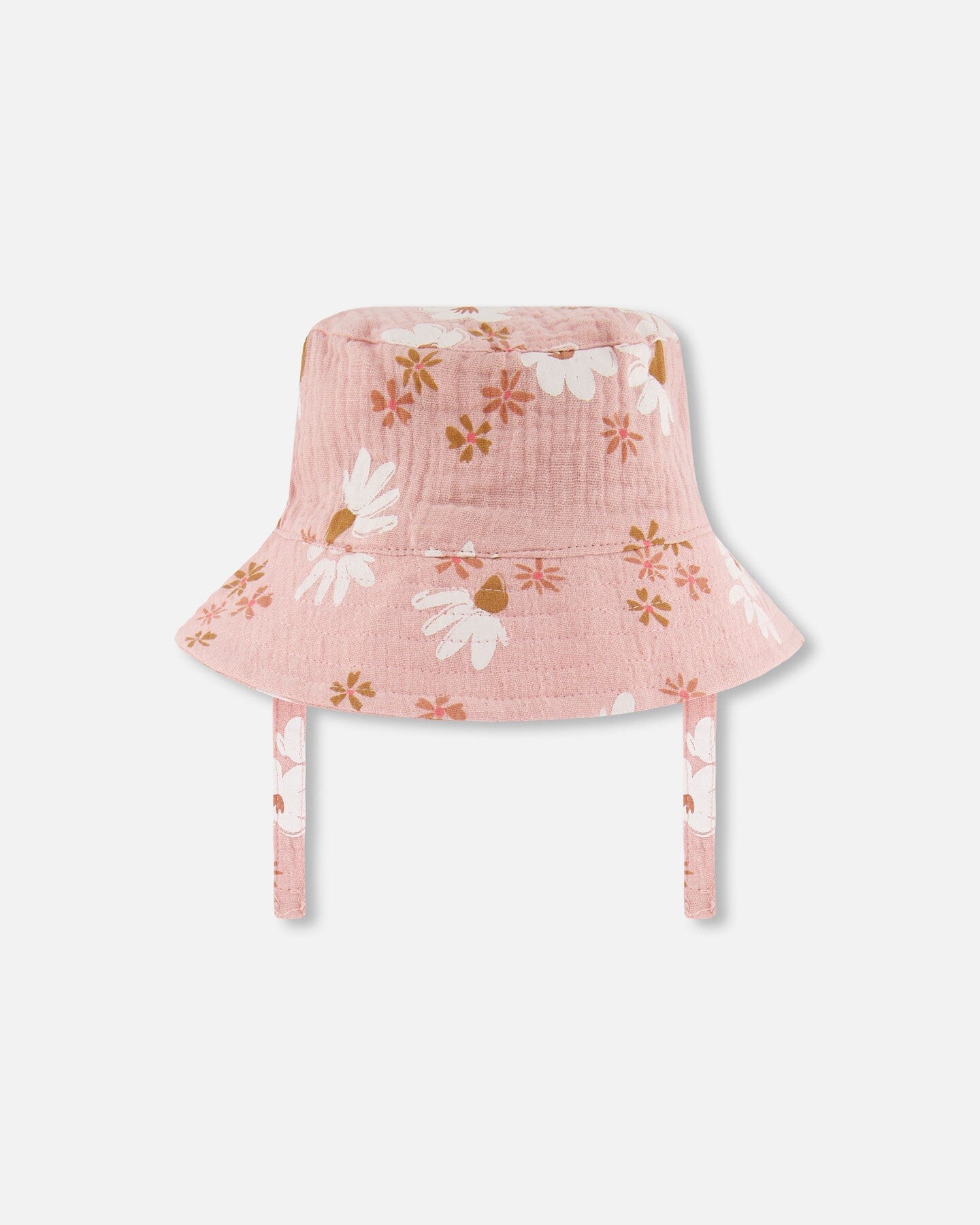 Printed Muslin Bucket Hat Pink And White Flowers