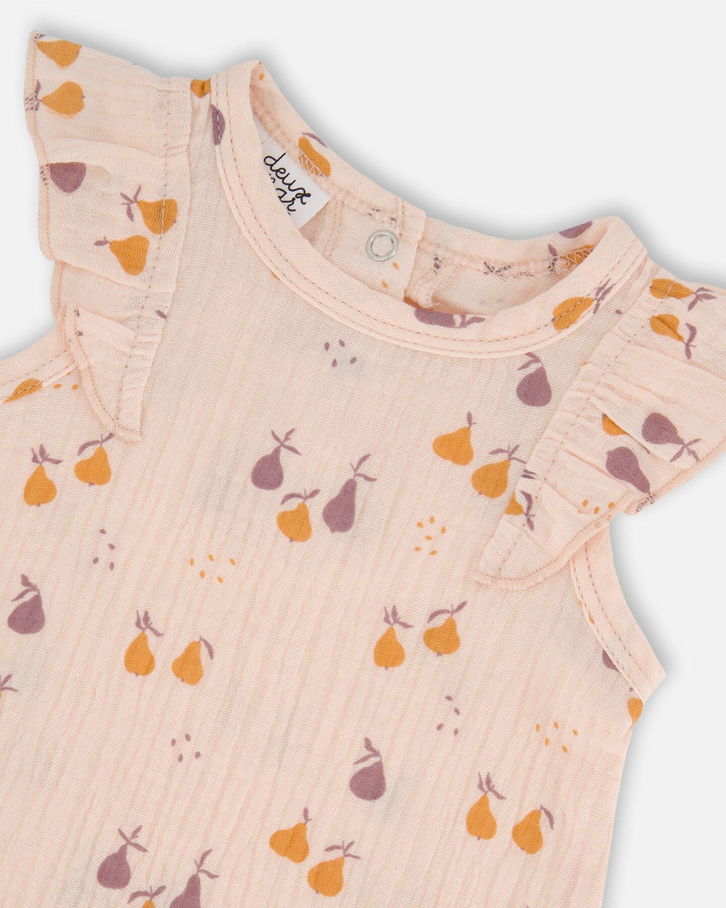 Printed Muslin Top And Bloomer Set Peach With Pears