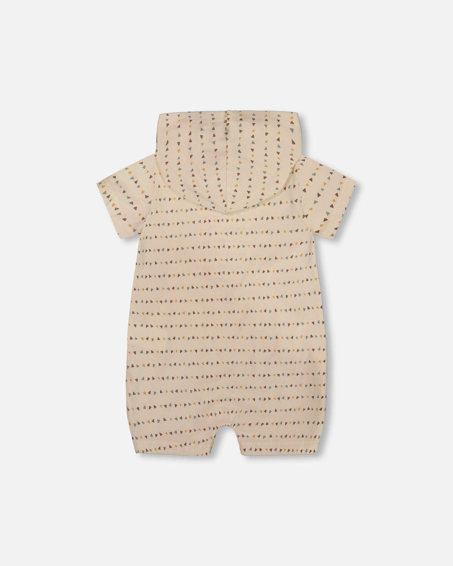 Printed Organic Cotton Hooded Romper Off-White