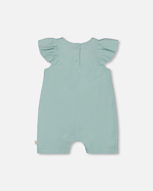 Organic Cotton Romper With Frills Light Blue