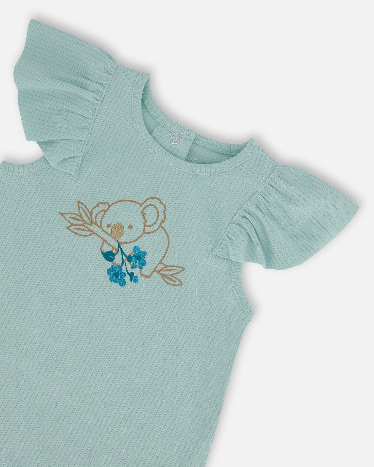 Organic Cotton Romper With Frills Light Blue