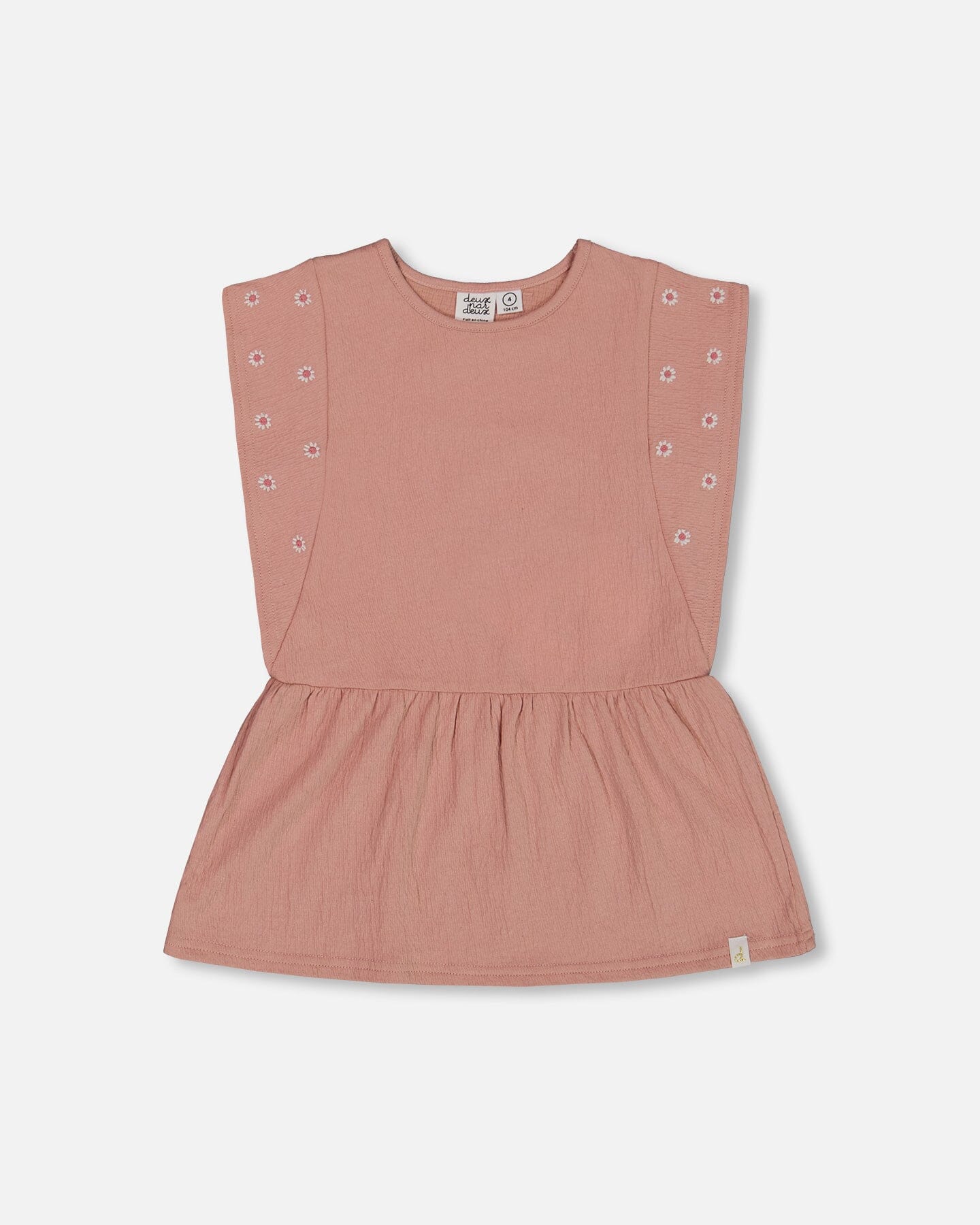 Crinkle Jersey Tunic With Embroidery Dark Old Pink