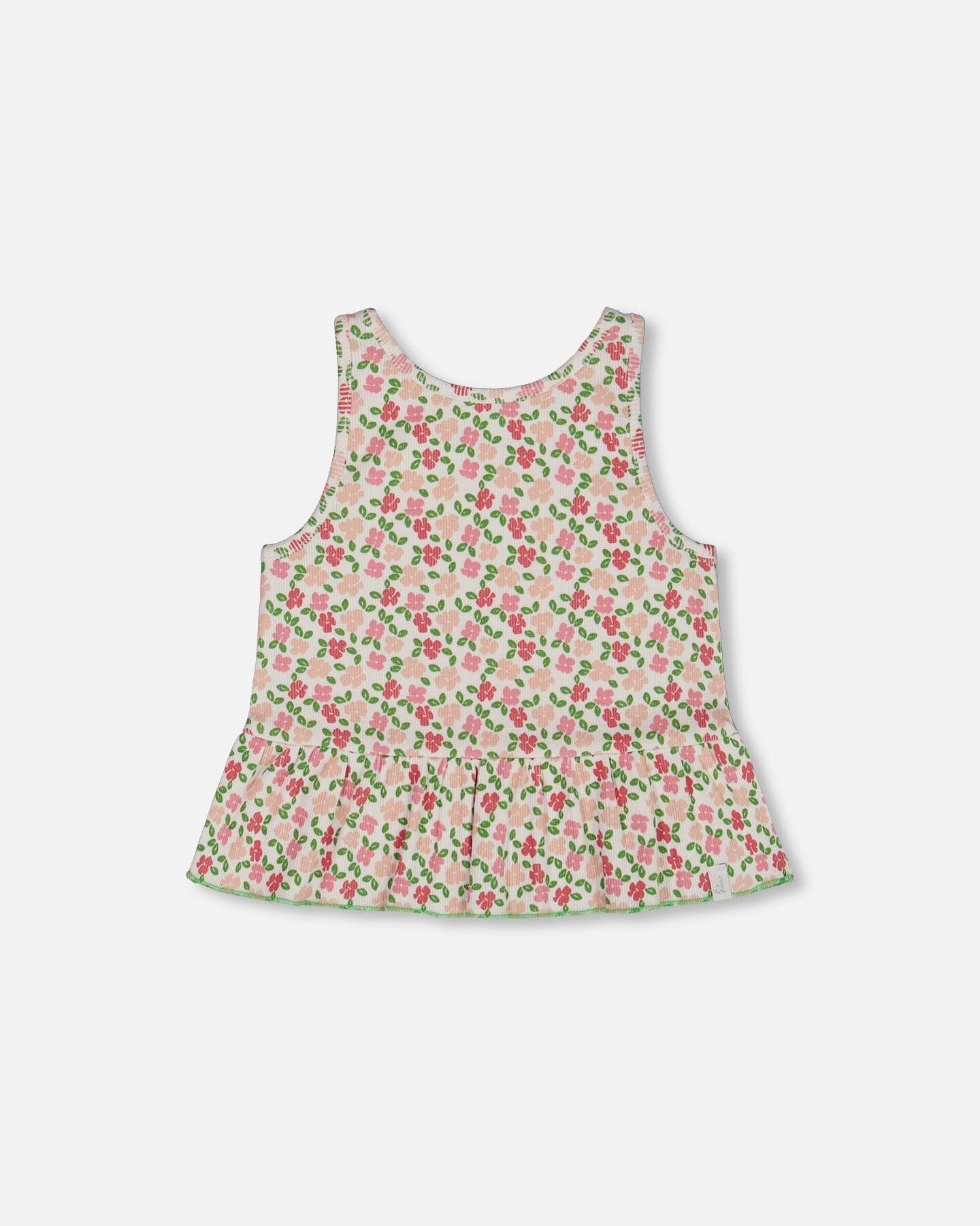 Printed Tank Top With Flounce Small Flowers On White Background