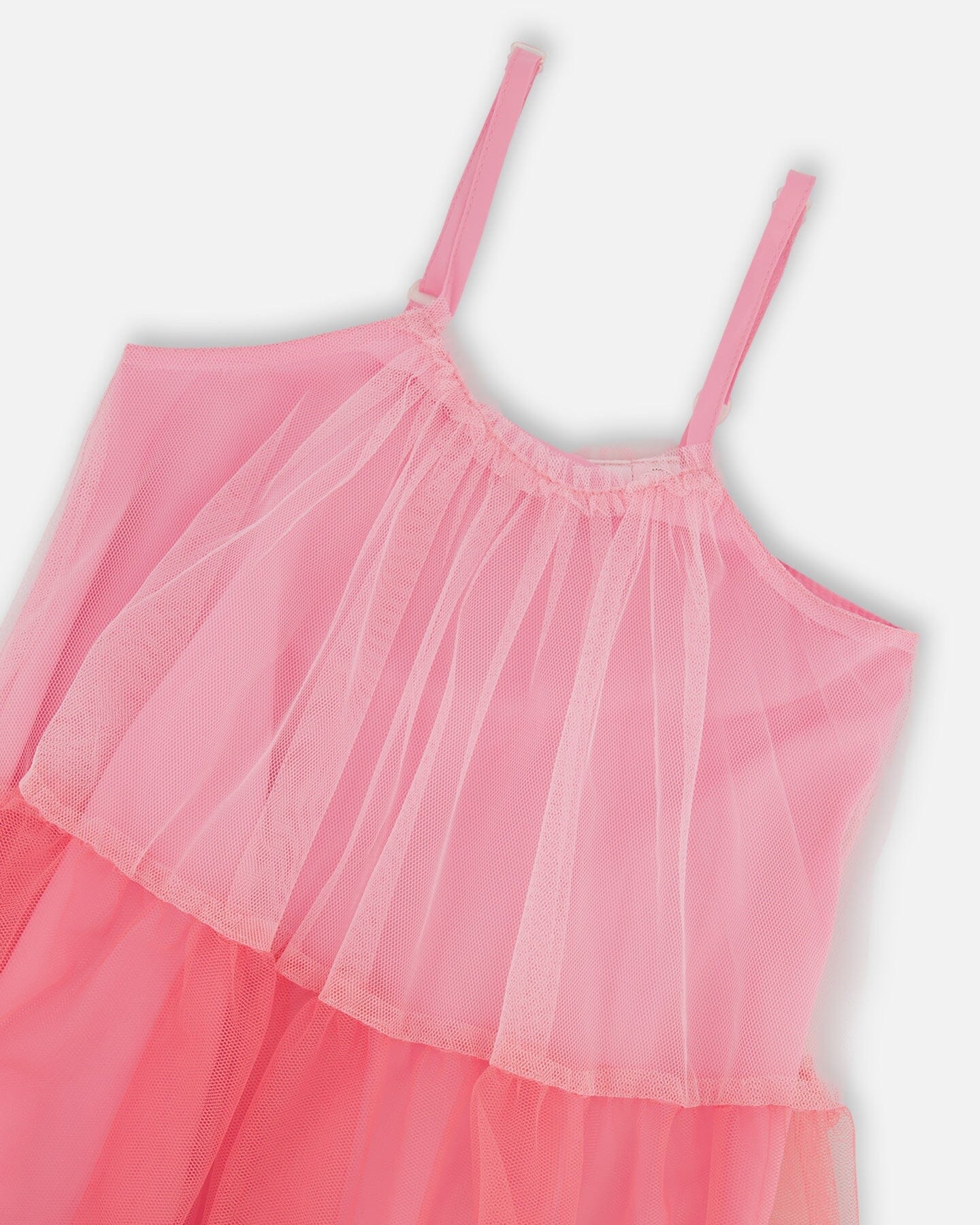 Sleeveless Color Block Tulle Dress Pink And Green
