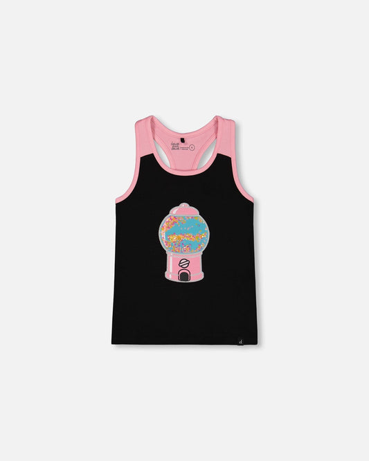 Organic Cotton Racerback Tank Top Black And Candy Machine