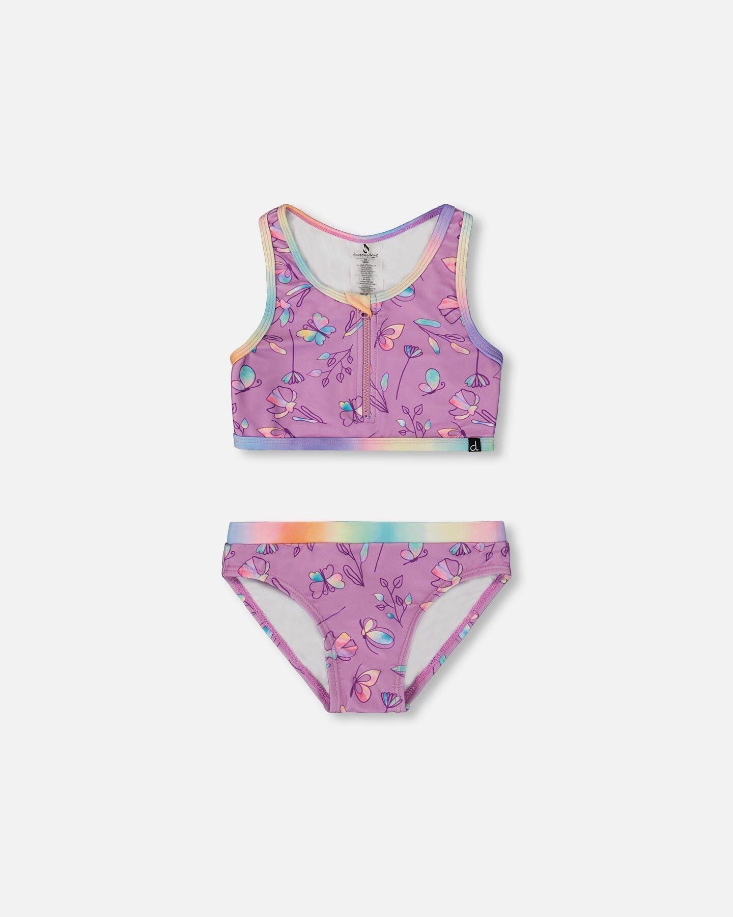 Printed Two-Piece Swimsuit Old Mauve And Multicolored Butterflies