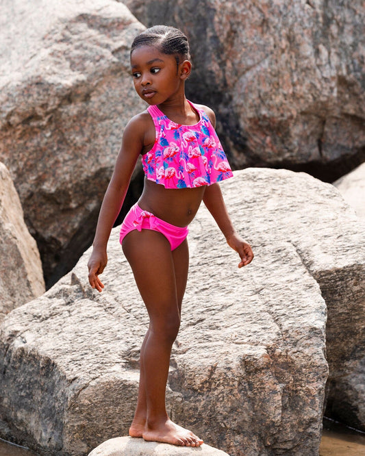 Printed Two-Piece Swimsuit Candy Pink And Pink Flamingo