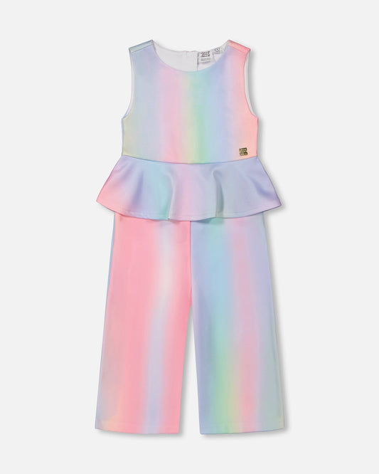Gradient Milano Jumpsuit With Peplum Multicolored