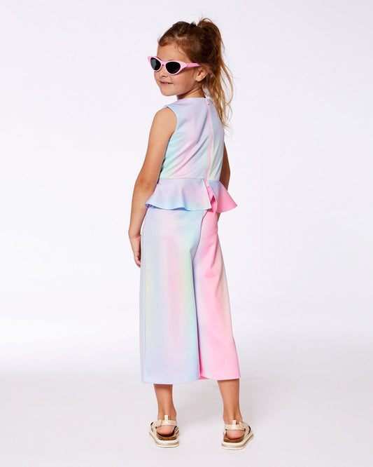 Gradient Milano Jumpsuit With Peplum Multicolored
